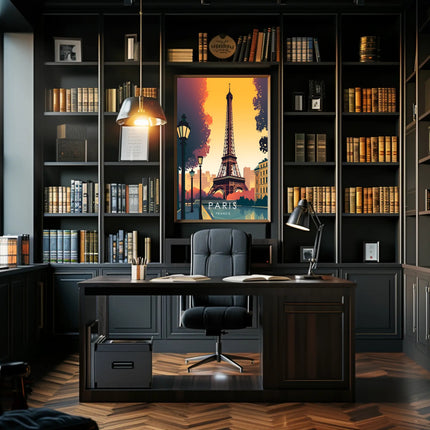 Eiffel Tower Sunset Elegance Travel Poster
