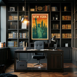 New York Skyline and the Statue of Liberty Poster