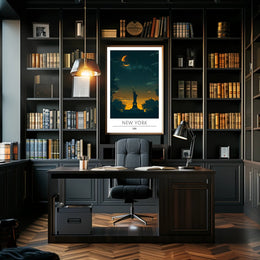 Statue Of Liberty Twilight Silhouette Poster Modern Wall Art
