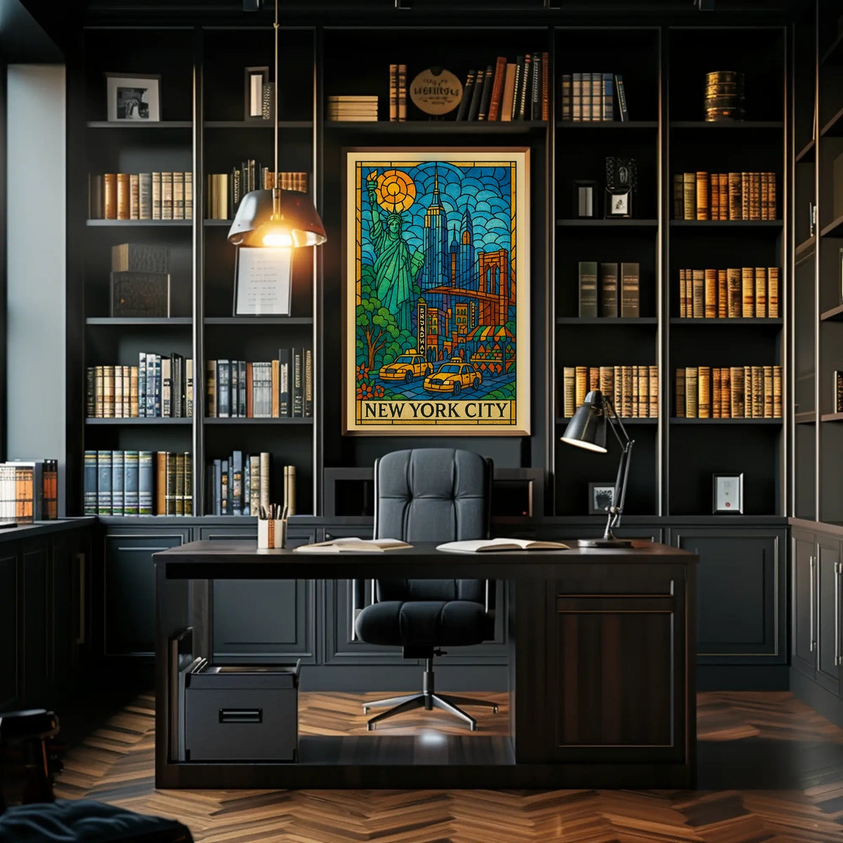 New York City Iconic Landmarks Poster Abstract Wall Art