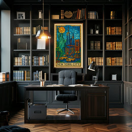 New York City Iconic Landmarks Poster Abstract Wall Art