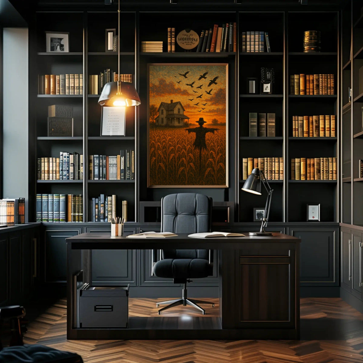 Rural Farmhouse Sunset Impressionistic Cozy Autumn Poster