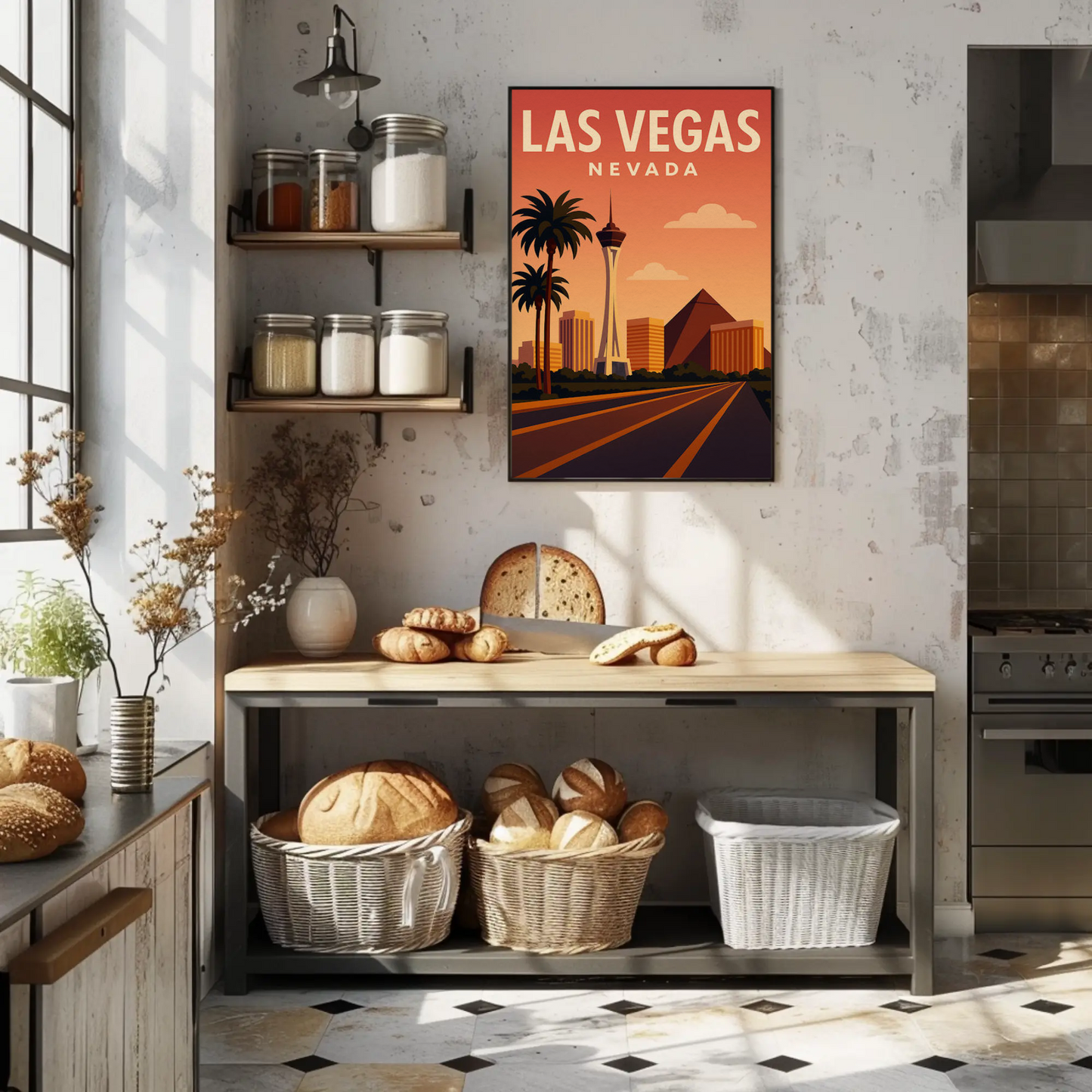 Las Vegas Nevada Skyline Stratosphere Sunset View Poster