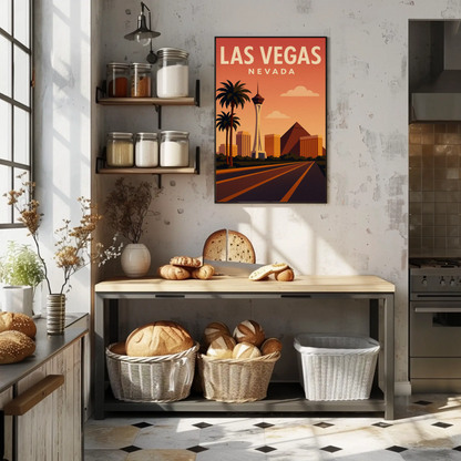 Las Vegas Nevada Skyline Stratosphere Sunset View Poster