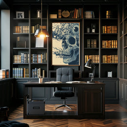 Surreal Skull Art Poster with Vintage Eerie Design