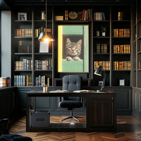 Curious Cat Window Poster Charming Whimsical Print