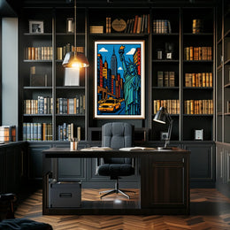 New York City Poster Modern Vibrant Urban Scene Wall Art