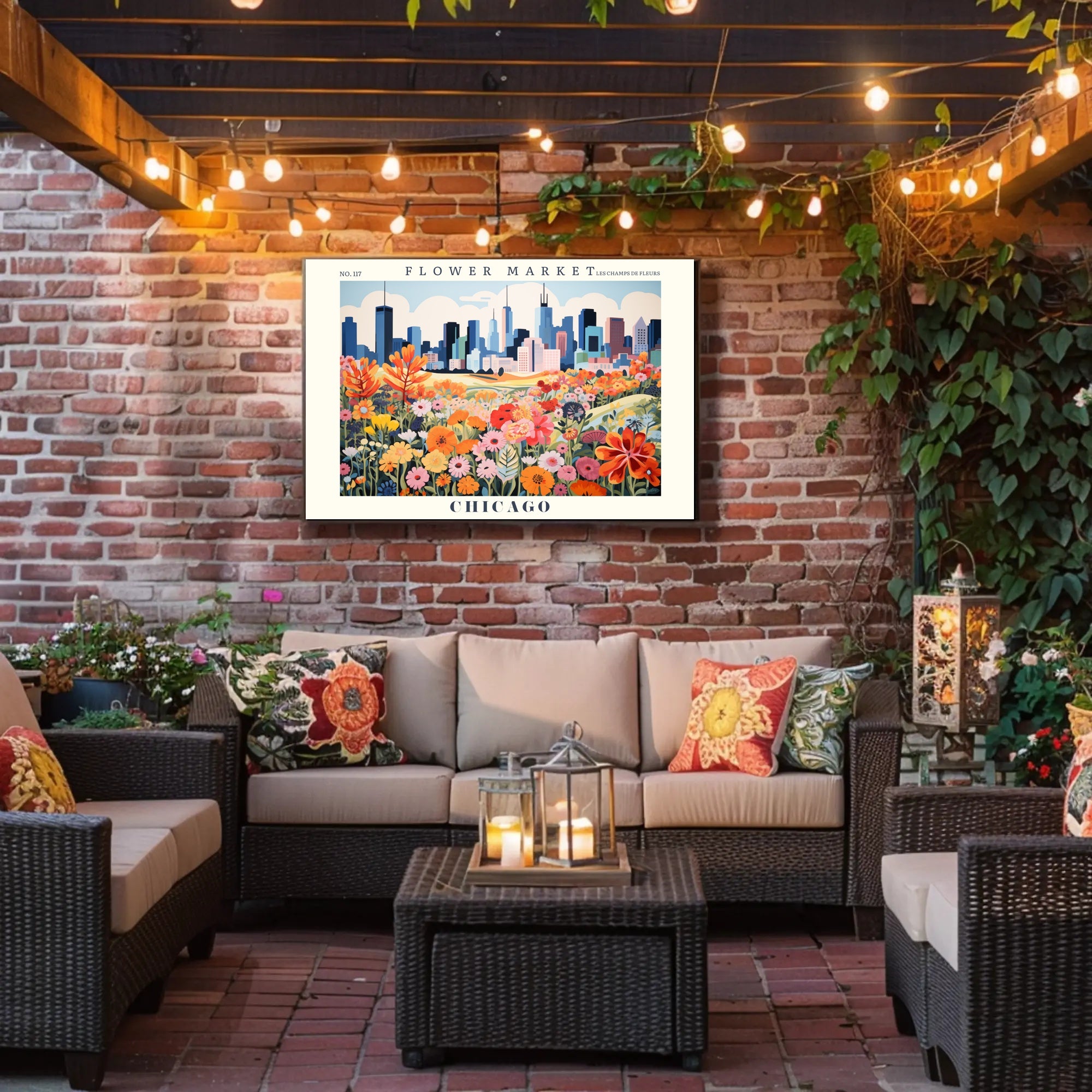 Flower Market Chicago Cityscape Urban or Cityscape Poster