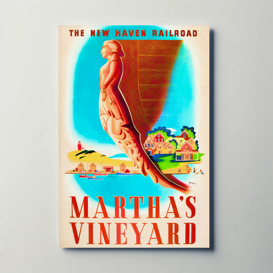 Martha's Vineyard Vintage Railroad Travel Poster