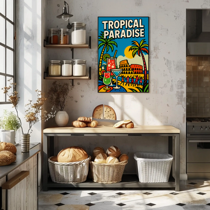 Tropical Paradise Pop Art Cocktail Beach Poster Poster