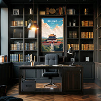Beijing Travel Poster: Vibrant Chinese Architecture Artwork