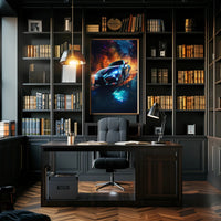 High-Speed Racing Car in Motion Sports Poster
