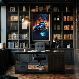 High-Speed Racing Car in Motion Sports Poster