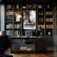 Winter Serenity: Bird on Swing Animal Poster