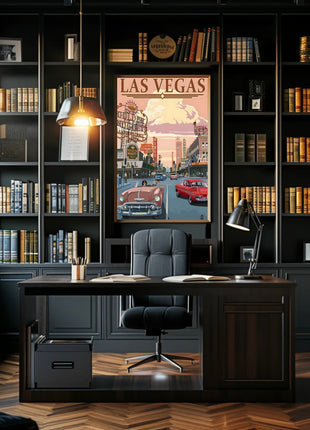 Retro Las Vegas Scene Mid-Century Travel Poster