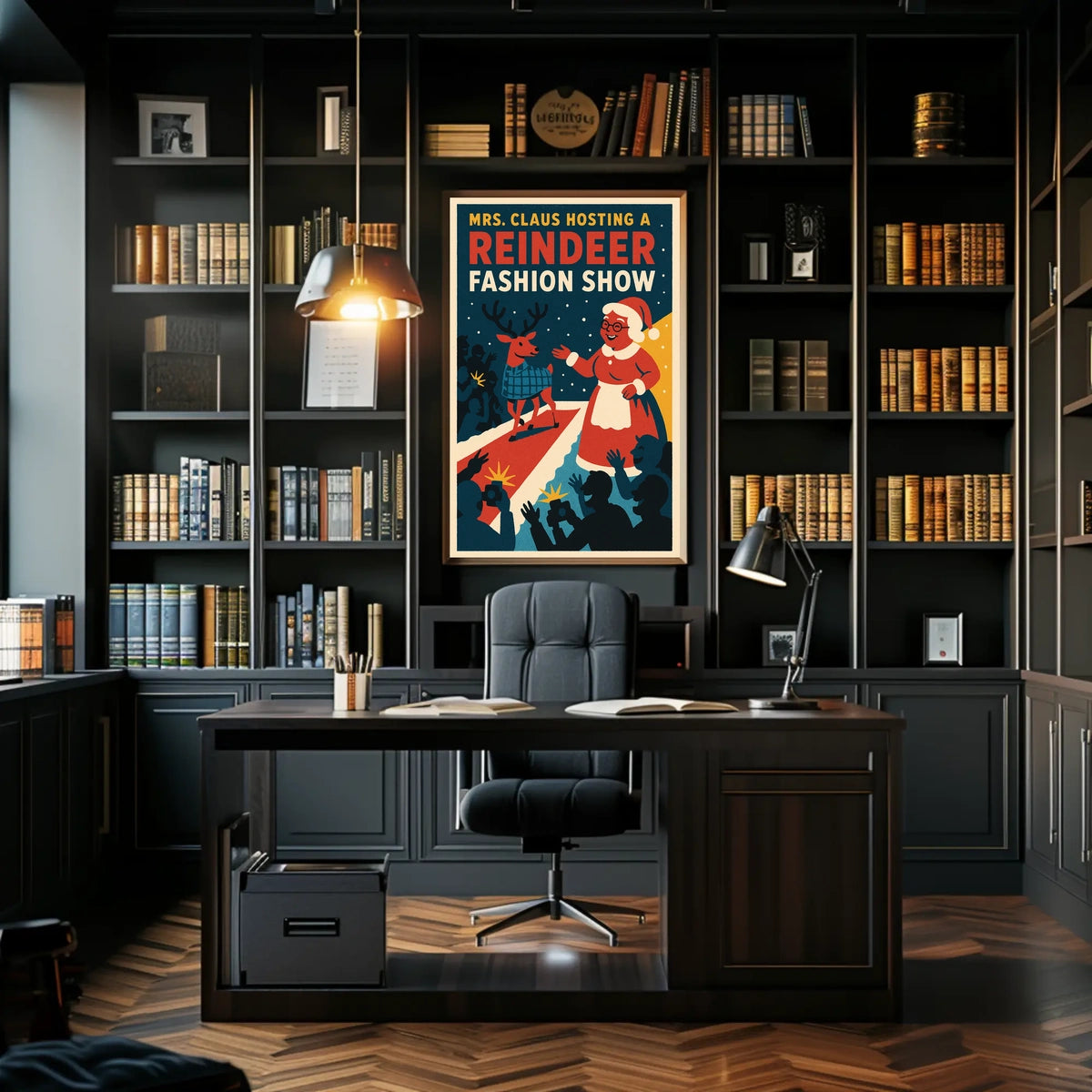 Reindeer Fashion Show: Retro Christmas Holiday Pop Culture Poster