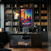 Albany Skyline Abstract Art Poster: Vibrant Cityscape