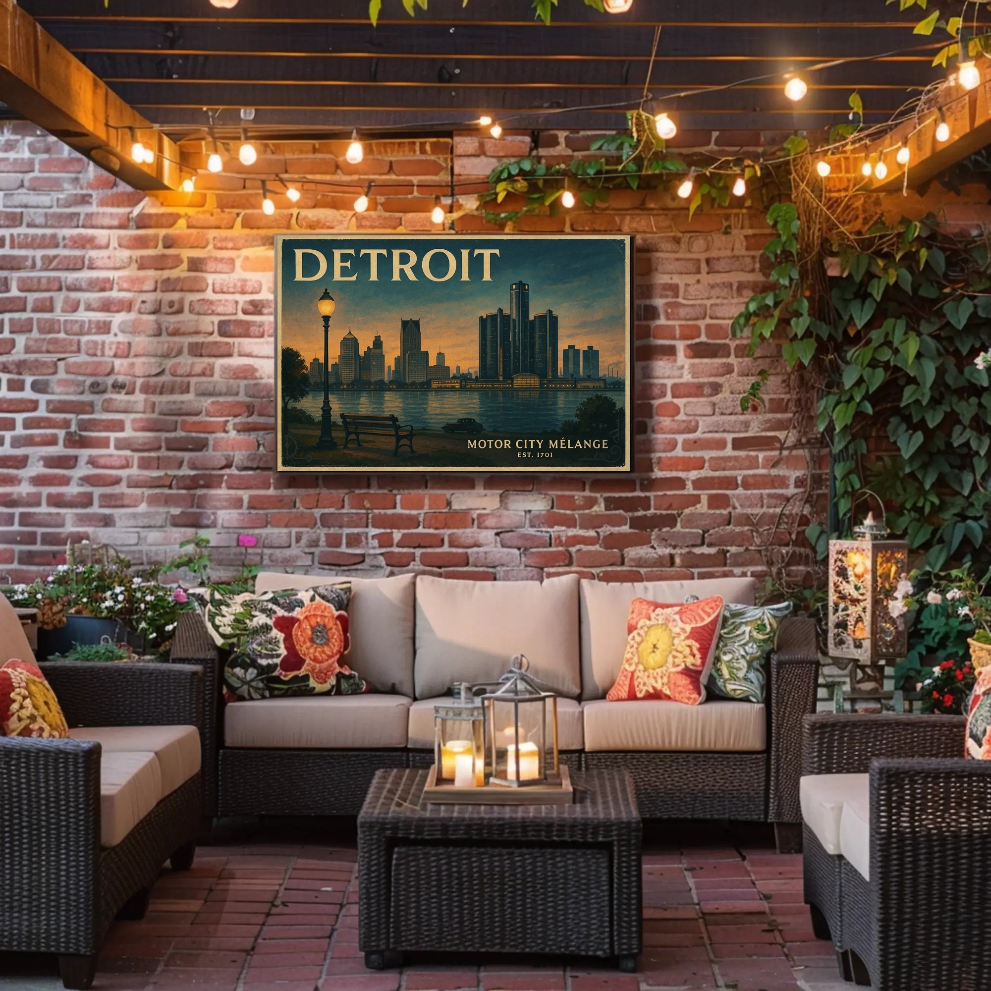 Detroit Historic Skyline Wall Art Print