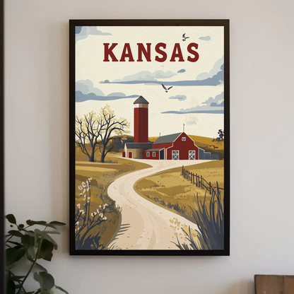 Kansas Prairie House Vintage Poster