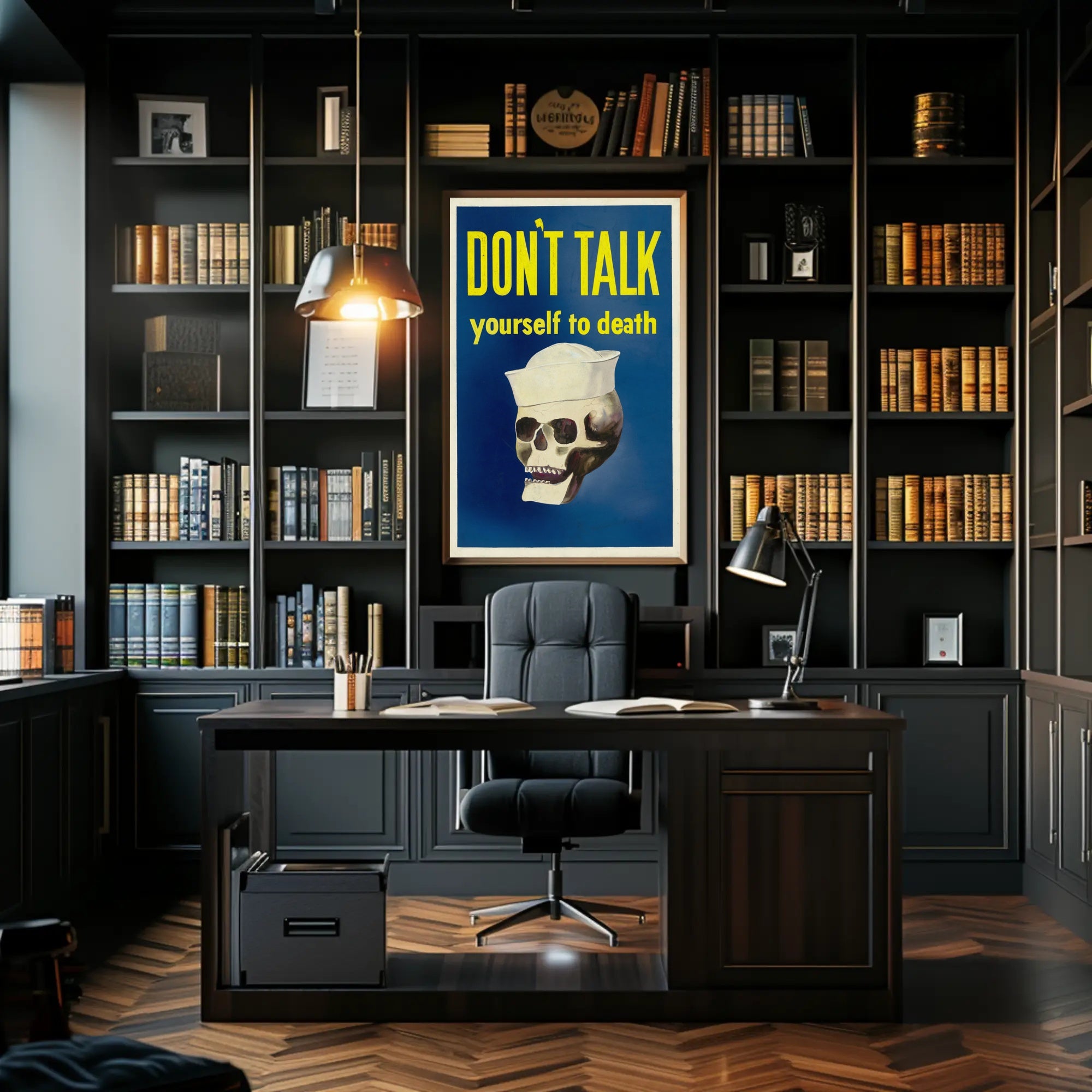 Skull in Sailor's Hat: Bold Political or Propaganda Poster