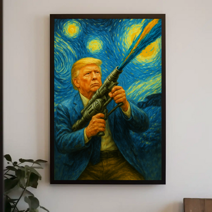 Donald Trump Starry Night Blaster Futuristic Action Vintage Travel Poster