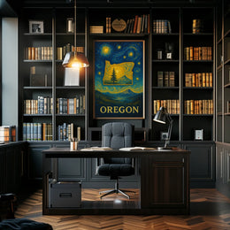 Oregon's Dreamy Landscape in Van Gogh's Style Artistic Poster