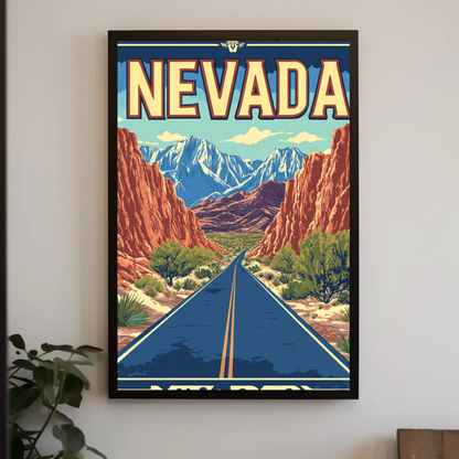 Nevada Landscape Vintage Travel Poster