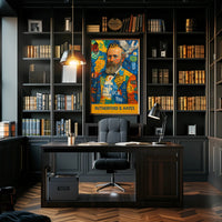 Colorful Bearded Man Portrait with Musical Elements Poster