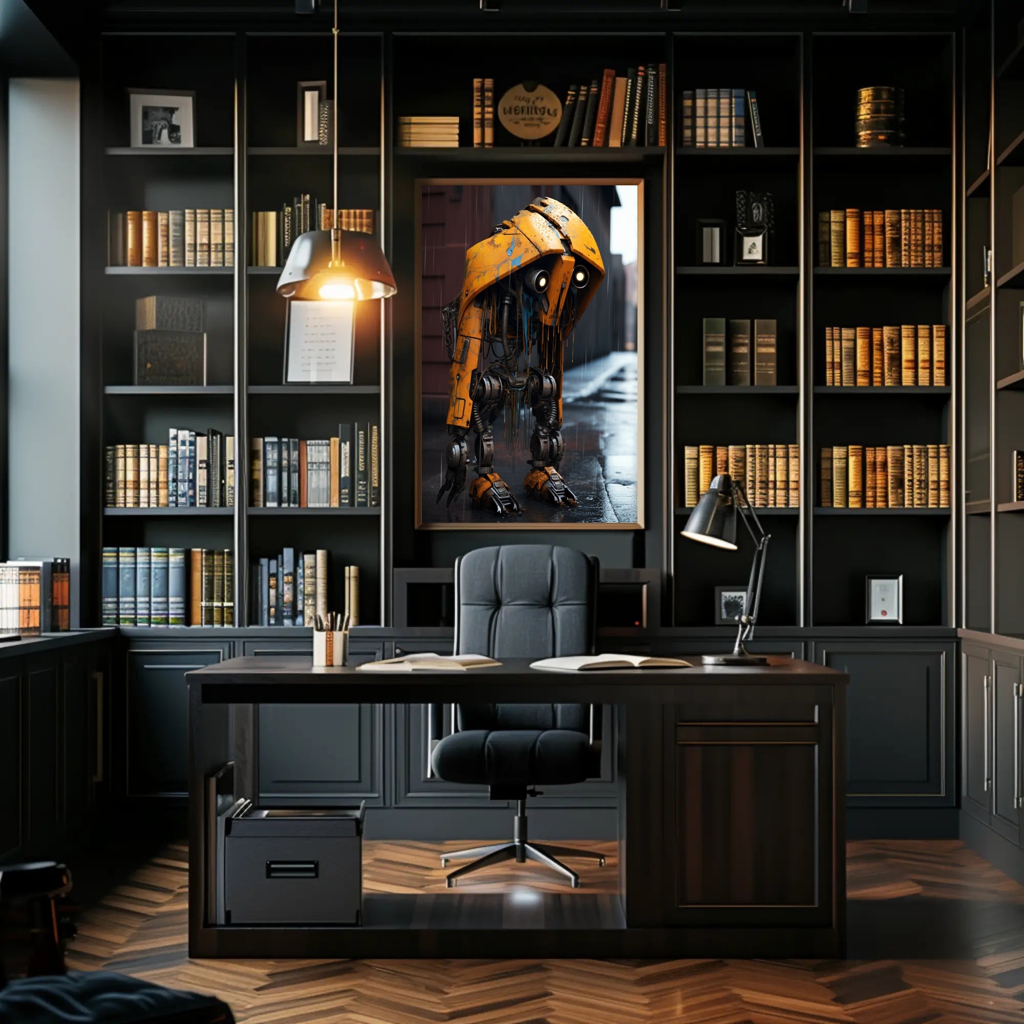 The Lonely Robot In The Rain Poster PosterGoat