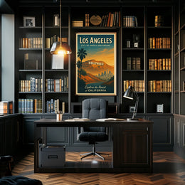 Los Angeles Vintage Hollywood Sign Poster Art