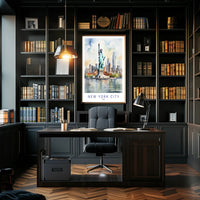 New York City Skyline and Liberty Travel Poster PosterGoat