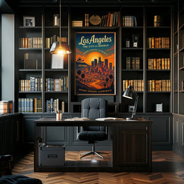 Los Angeles Dreams Illuminate Vintage Art Poster