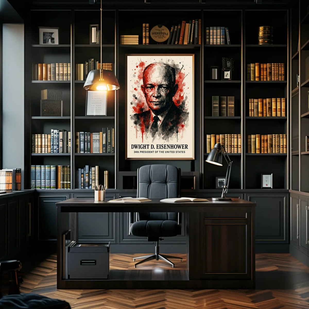 Eisenhower Watercolor Art, Presidential History Poster