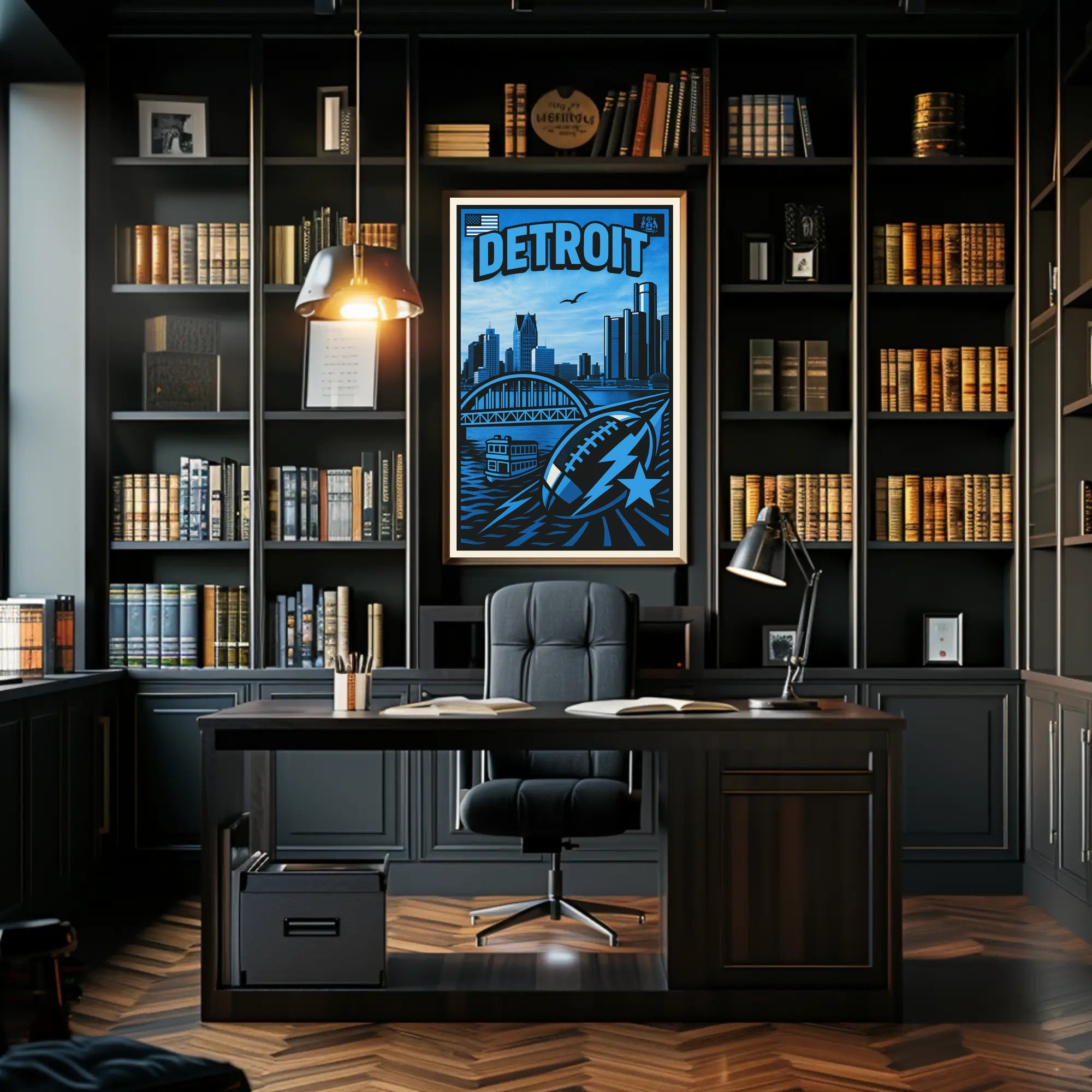 Detroit Skyline and Sports Poster PosterGoat