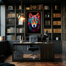 Vibrant Wolf Art Poster PosterGoat