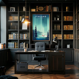 Northern Lights Finnish Wilderness Travel Poster