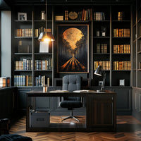 Surreal Forest Road with Celestial Body Artistic Poster