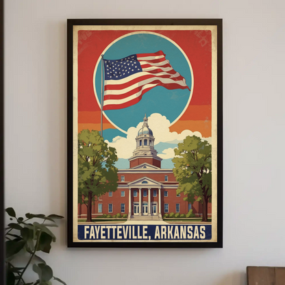 Fayetteville Arkansas Capitol Building Vintage Travel Poster