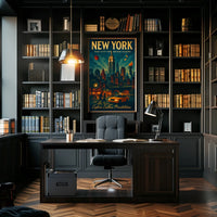 Explore New York City Skyline Poster Retro Wall Art
