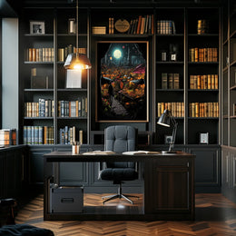 Moonlit Market In A Futuristic City Poster