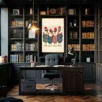 patriotic chickens standing side by side Poster