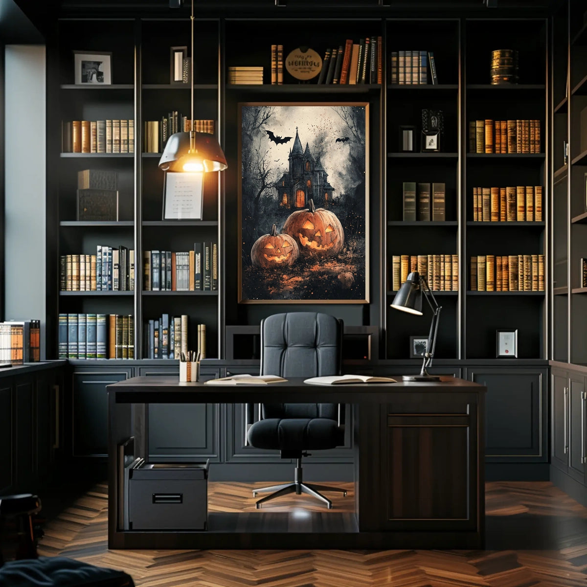 Spooky Gothic Mansion Halloween Scene - Cultural Poster