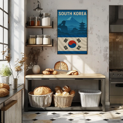 South Korea Patriotic Icons Vintage Heritage Poster