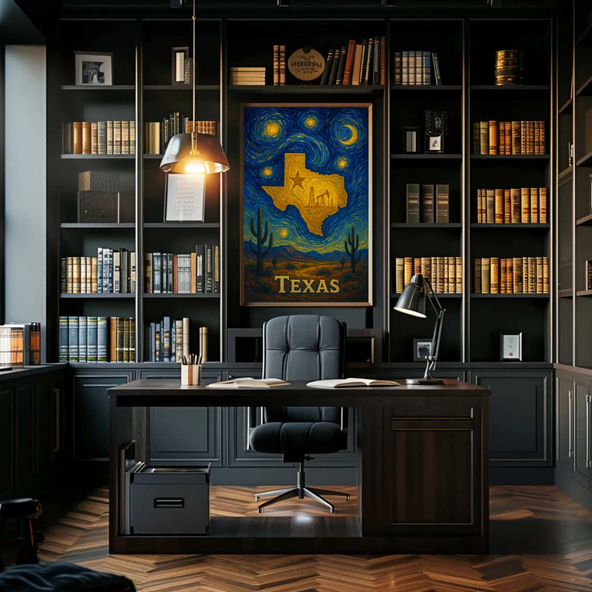 Texas Starry Night: Golden State Abstract or Artistic Poster