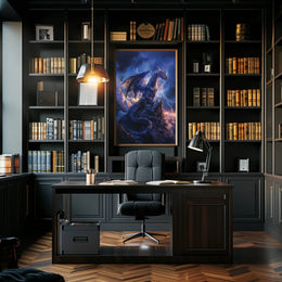 Majestic Blue Dragon Photorealistic Fantasy or Mythology Poster PosterGoat