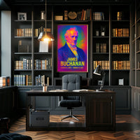 James Buchanan 15th President of the United States Neon Gradient Overlay Poster
