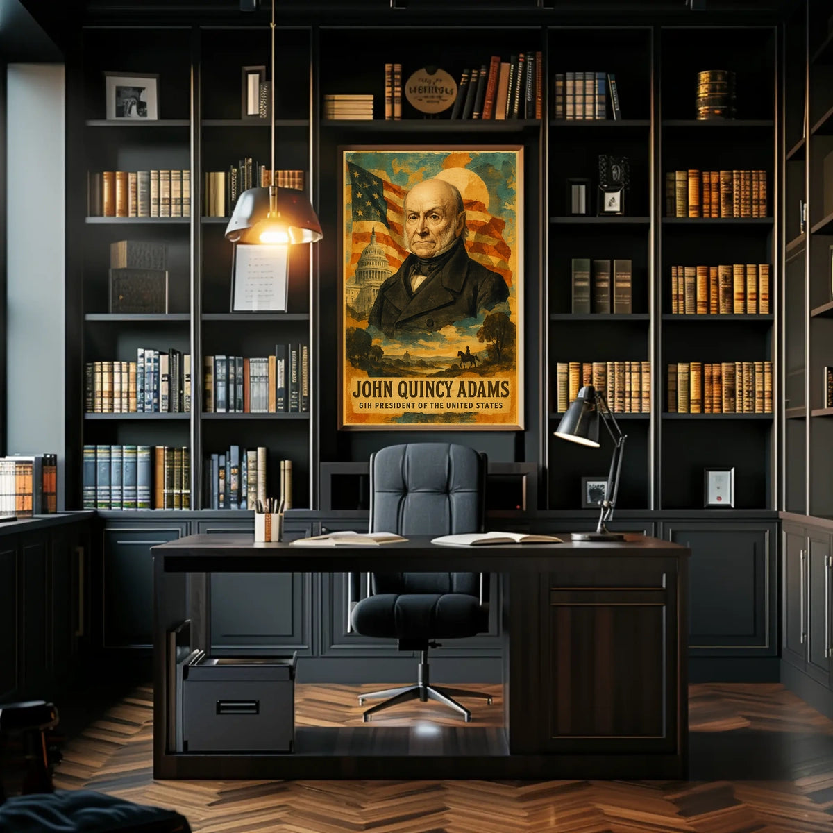 John Quincy Adams 6th President of the United States Layered Digital Collage Poster