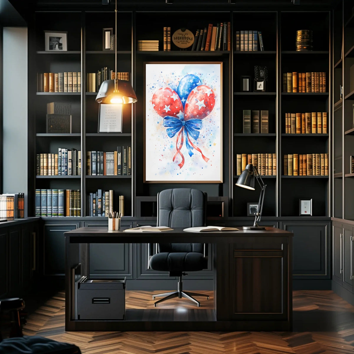 Watercolor Painting Of American Flag Balloon Poster