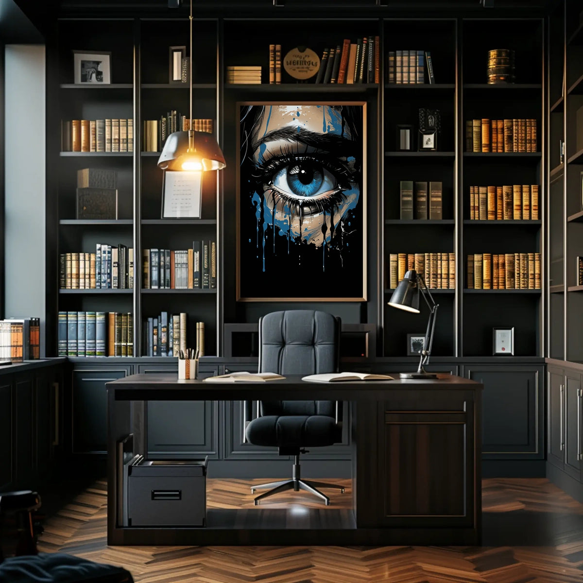 Mystical Blue Eye Dripping Paint Art Poster