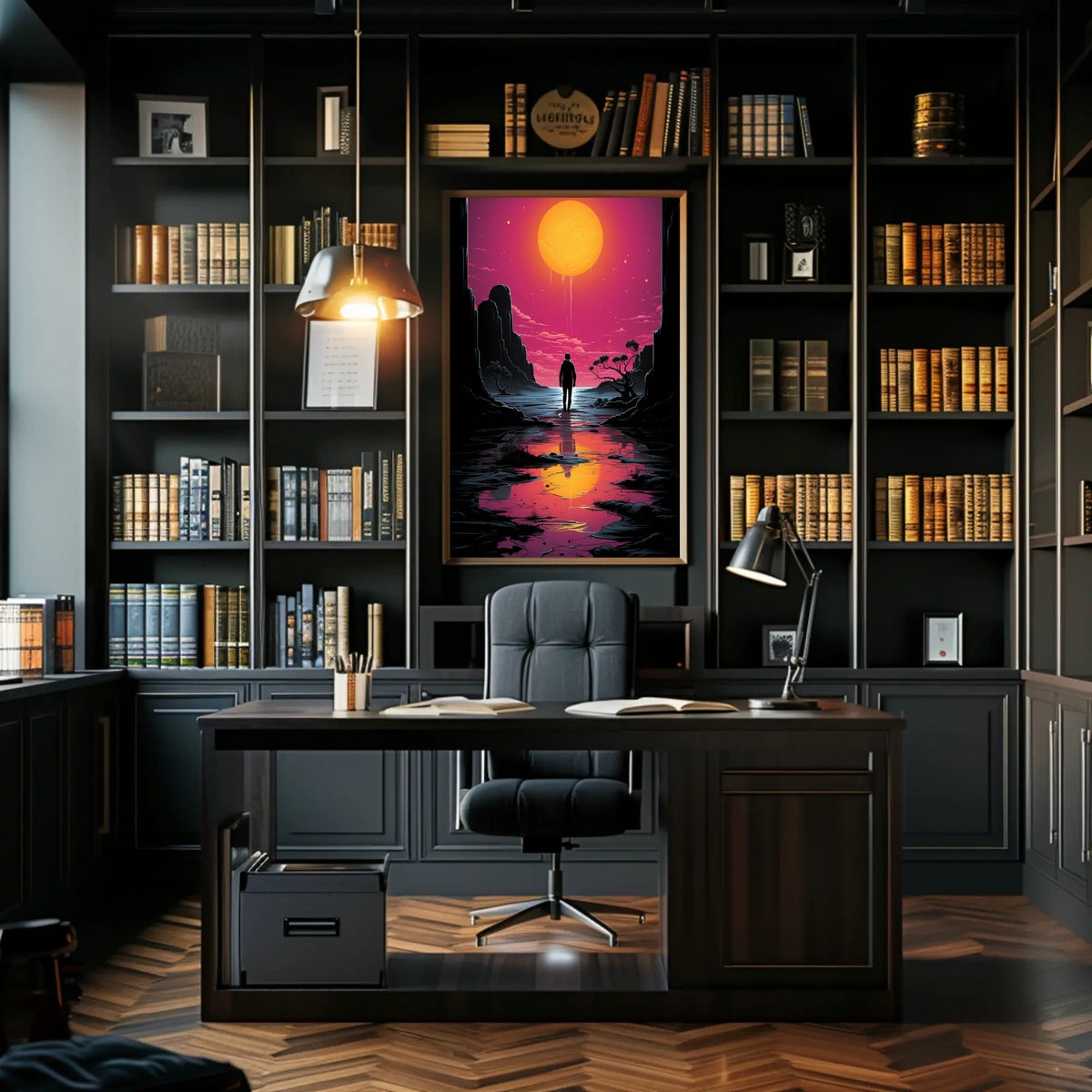 Vivid Sunset Dramatic Silhouette Art Poster - Artistic Poster